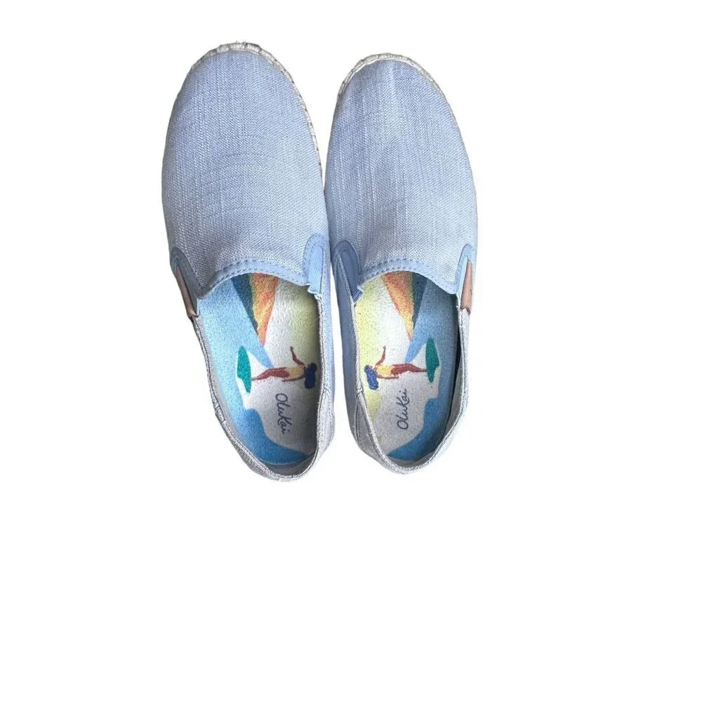 Olukai Pa'a Kapa Women's Linen Espadrilles sz 6 slip on